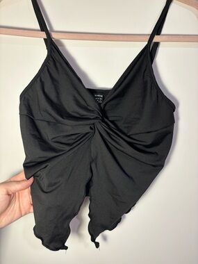 SHEIN Black Twist-Front V-Neck Top